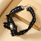 Alloy Pave Imitation Pearl Bowknot Soft Plush Choker Necklaces for Women, Black
