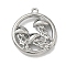 Ocean Theme 304 Stainless Steel Pendants, Stainless Steel Color, Flat Round with Jellyfish, 24x22x5mm, Hole: 1.5mm