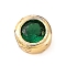 Rack Plating Flat Round Brass Micro Pave Cubic Zirconia Cabochons, Cadmium Free & Lead Free, Long-Lasting Plated, Real 18K Gold Plated, Green, 4x2mm