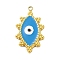 304 Stainless Steel Pendants, with Enamel, Evil Eye Charm, Deep Sky Blue, 20x12x2mm, Hole: 1.4mm