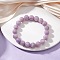 Natural Lavender Amethyst Round Beads Stretch Bracelets for Women, Inner Diameter: 2-1/4 inch(5.6cm)