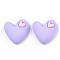 Opaque Resin Cabochons, Heart, Lilac, 19x20x8mm