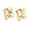Brass Stud Earrings, Rhombus, Real 18K Gold Plated, 27.5x28mm