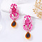 Alloy Dangle Stud Earrings, Crayfish, with Enamel, Golden, 77x29mm