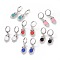 Brass Hoop Earrings, with Enamel and Rhinestone, Owl, Platinum, Mixed Color, 30mm, pin: 0.9mm