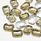 Pointed Back Glass Rhinestone Cabochons, Faceted, Rectangle Octagon, Coffee, 8x6x3mm