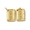 Brass Micro Pave Cubic Zirconia Pendants, Rectangle Charms, Long-Lasting Plated, Cadmium Free & Lead Free, Rack Plating, with Jump Ring, Real 18K Gold Plated, 13x8.5x1.5mm, Hole: 3.5mm