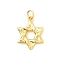 Brass Pendants, Star of David, Long-Lasting Plated, Lead Free & Cadmium Free, Rack Plating, with Jump Ring, Real 18K Gold Plated, 18x13.5x2.5mm, Hole: 3.5mm