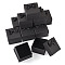 Square Cardboard Paper Ring Gift Storage Boxes, with Bowknot & Black Sponge Inside, Black, 5.15x5.15x4.25cm