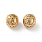 Ion Plating(IP) 304 Stainless Steel Rhinestone European Beads, Round Large Hole Beads, Real 18K Gold Plated, Round with Letter, Letter J, 11x10mm, Hole: 4mm