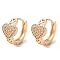 Rack Plating Brass Micro Pave Cubic Zirconia Hoop Earrings, Heart, Light Gold, 15x10mm