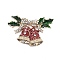 Christmas Alloy Rhinestone Cabochons, with Enamel, Golden, Christmas Bell, 27x41x5.5mm