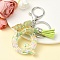 Resin & Acrylic Keychain, with Faux Suede Tassel Pendant & Alloy Findings, Letter Q, 9.5cm