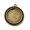 Vintage Tibetan Style Alloy Pendant Cabochon Bezel Settings, Cadmium Free & Nickel Free & Lead Free, Antique Bronze, Flat Round Tray: 30mm, 44x39x3mm, Hole: 3mm, about 121pcs/kg
