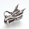 316 Surgical Stainless Steel Cord Ends, For Leather Cord Bracelets Making, Dragon Head, Antique Silver, 23x12x17mm, Mouth Hole: 8.5x3.5x3mm, Inner Diameter: 6mm