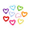 Transparent Acrylic Bead Frames, Dyed, Heart, Mixed Color, 15x16.5x4mm, Hole: 1.8~2mm
