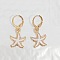 Ocean Theme Alloy Enamel Star Leverback Earrings, Golden, White, 32x15mm