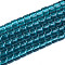 Transparent Glass Beads Strands, Column, Teal, 3.5x4~4.5mm, Hole: 0.7~0.9mm, about 102~108pcs/strand, 14.17~14.96 inch(36~38cm)