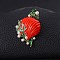 Enamel Plastic Pearl Brooch,  Exquisite Alloy Lapel Pins forClothes, Shell Shape, Red, 44x54.5mm