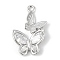 Brass Micro Pave Clear Cubic Zirconia Pendants, Butterfly Charms, Platinum, 22.5x15.5x3.5mm, Hole: 1.5mm