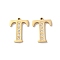Real 14K Gold Plated 304 Stainless Steel Pendants, with Rhinestone, Letter T, 18x13.5x2mm, Hole: 1.2mm