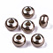 Imitation Pearl Style Resin European Beads, Large Hole Rondelle Beads, with Silver Tone Brass Double Cores, Camel, 14x9mm, Hole: 5mm
