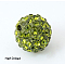 Polymer Clay Rhinestone Beads, Pave Disco Ball Beads, Grade A, Round, Half Drilled, Olivine, 10mm, Hole: 1mm