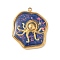304 Stainless Steel Epoxy Resin with Natural Shell and Sequins Inside Pendants, Nuggets with Fish Charms, Real 18K Gold Plated, PVD Vacuum Plating, Purple, 24x20x2.5mm, Hole: 1.5mm
