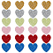 24Pcs 6 Colors Rhinestone Thread Iron on/Sew On Patches, Heart Hot Melt Adhesive, Cloth Appliques, Mixed Color, 45x45x2.5mm, 4pcs/color
