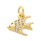 Brass Micro Pave Cubic Zirconia Pendants, Cadmium Free & Lead Free, Sea Animals Charms, Real 16K Gold Plated, with Jump Ring, Fish, 14.5x12x2mm, Hole: 3mm