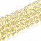 Baking Paint Transparent Glass Beads Strands, Round, Pale Goldenrod, 8~8.5mm, Hole: 1.4mm, about 102~104pcs/strand, 29.92~30.31 inch(76~77cm)