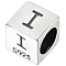 Sterling Silver Beads, Cube, European Bead, Letter I, 6x6x6mm, Hole: 4.5mm
