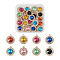 24pcs 6 colors Zinc Alloy Rhinestone Pendants, Flat Round, Light Gold, Mixed Color, 19x16.5x5mm, Hole: 1.4mm, 4Pcs/color