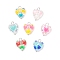 Handmade Glass Enamel Pendants, Heart, with Brass Loop, Platinum, 17.5x13.5x8mm, Hole: 2.5mm