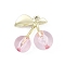 Alloy & Acrylic Pendants, Cherry, Light Gold, 30x28.5x14mm, Hole: 2mm