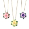 3Pcs 3 Colors Polymer Clay Flower & Glass Seed Beaded Pendant 304 Stainless Steel Cable Chain Necklaces, Golden, Mixed Color, 17.32 inch(44cm), 1pc/color