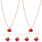 2 Sets Apple Alloy Enamel Dangle Earrings & Pendant Necklace, Jewelry Set for Women, Golden, 420mm