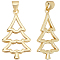 10Pcs Christmas Theme Brass Pendants, Long-Lasting Plated, Christmas Tree, Real 18K Gold Plated, 26.5x14.5x2mm, Hole: 5x3.3mm