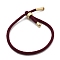 Cotton Cord Bracelets, with Brass Finding, Long-Lasting Plated, Real 24K Gold Plated, Dark Red, 8-1/2 inch(21.5cm)~9 inch(23cm)