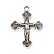 Alloy Pendant, Cross, Antique Silver, 29x22x3mm, Hole: 2.2mm