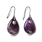 Natural Amethyst Teardrop Dangle Earrings, Rack Plating Platinum Brass Earrings, Cadmium Free & Lead Free, 41.5~42x18mm
