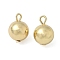 Brass Pendants, Round Charms, Rack Plating, Long-Lasting Plated, Cadmium Free & Lead Free, Real 18K Gold Plated, 15x10mm, Hole: 2mm