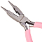 45# Carbon Steel Jewelry Pliers, Round Nose Pliers, Wire Cutter, Polishing, Pink, 12.2x8x0.9cm