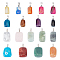 Natural Mixed Gemstone Pendants, Dyed, with Stainless Steel and Brass Findings, Cuboid & Nuggets, 18pcs/set