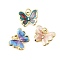 Brass Enamel Charms, Butterfly Charms, Lead Free & Cadmium Free, Rack Plating, Long-Lasting Plated, with Jump Ring, Real 18K Gold Plated, Mixed Color, 14.5x15x3mm, Hole: 3mm