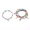 Charm Stretch Bracelets, with Alloy Beads and Millefiori Glass Beads, Mixed Shapes, Antique Silver, Mixed Color, Inner Diameter: 2-1/4 inch(5.8cm)