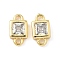 Brass Pave Clear Cubic Zirconia Square Connector Charms, Long-Lasting Plated, Cadmium Free & Lead Free, Rack Plating, Real 18K Gold Plated, 10.5x5.5x2.5mm, Hole: 1.2mm