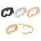 4Pcs 4 Styles Brass Micro Pave Clear Cubic Zirconia Twister Clasps, Mixed Color, 19x9.5x2~3mm, 1pc/style