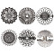 5Pcs 5 Style Vintage Flower Alloy Sweater Shawl Clips Brooches Set, Cardigan Collar Clasps Badges for Women, Antique Silver, 44~45.5x44.5x15~15.5mm, 1Pc/style