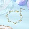 304 Stainless Steel Butterfly Link Bracelets for Women, with ABS Plastic Imitation Pearl Round Beads, Real 18K Gold Plated, 7-1/8 inch(18cm)